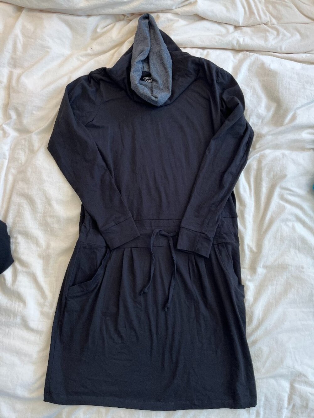 Message Factor black t-shirt dress with grey collar detail (never worn)